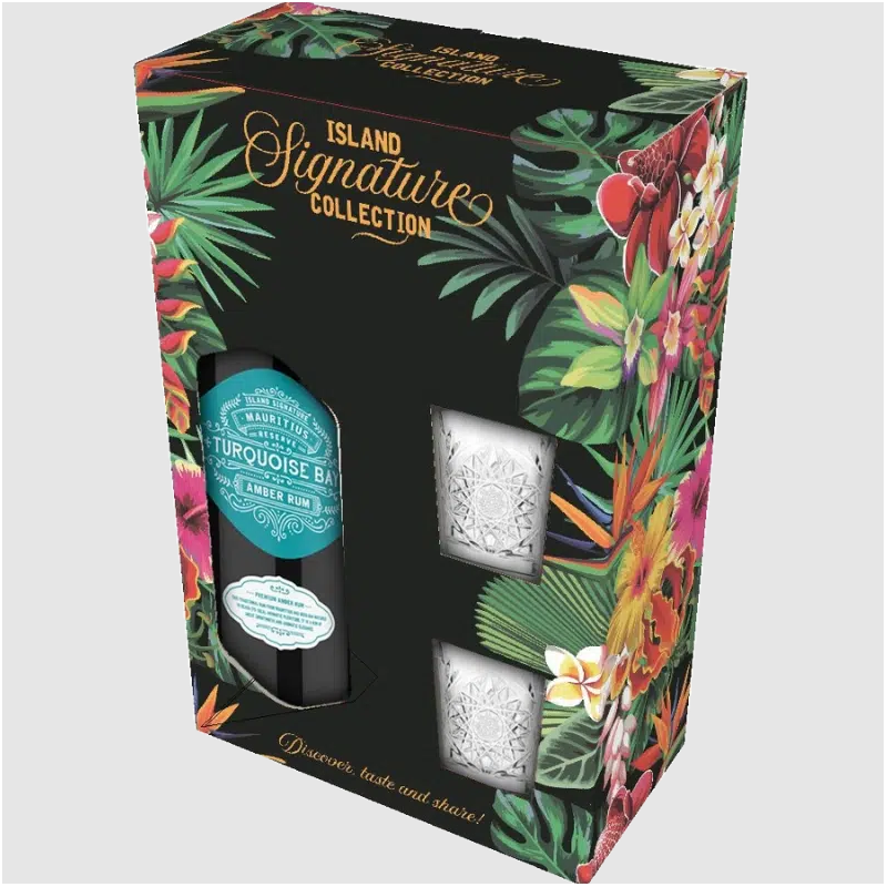 RHUM TURQUOISE BAY COFFRET 2 VERRES ISLAND SIGNATURE